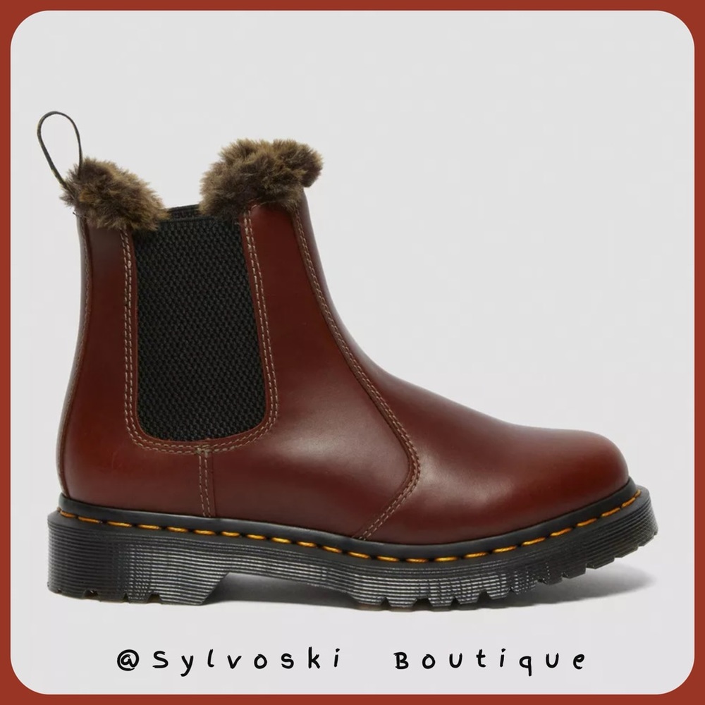 🔥DR MARTENS 2976 LEONORE FAUX FUR LINED CHELSEA BOOTS NWT - Picture 6 of 16